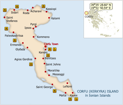 Map of Kerkyra Island