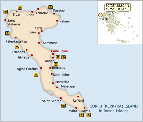 Mappa, Isola di Corfu